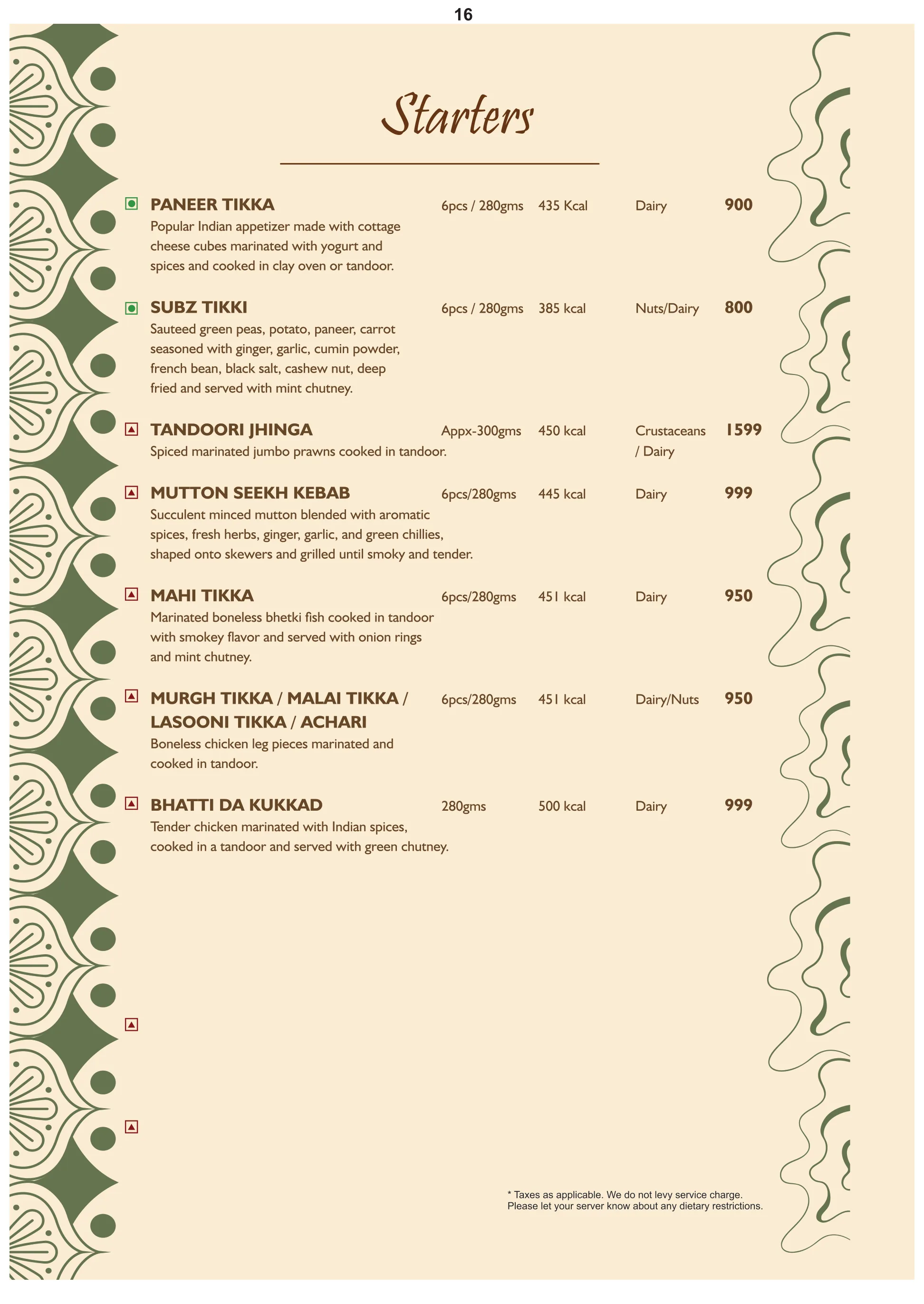 Menu 16