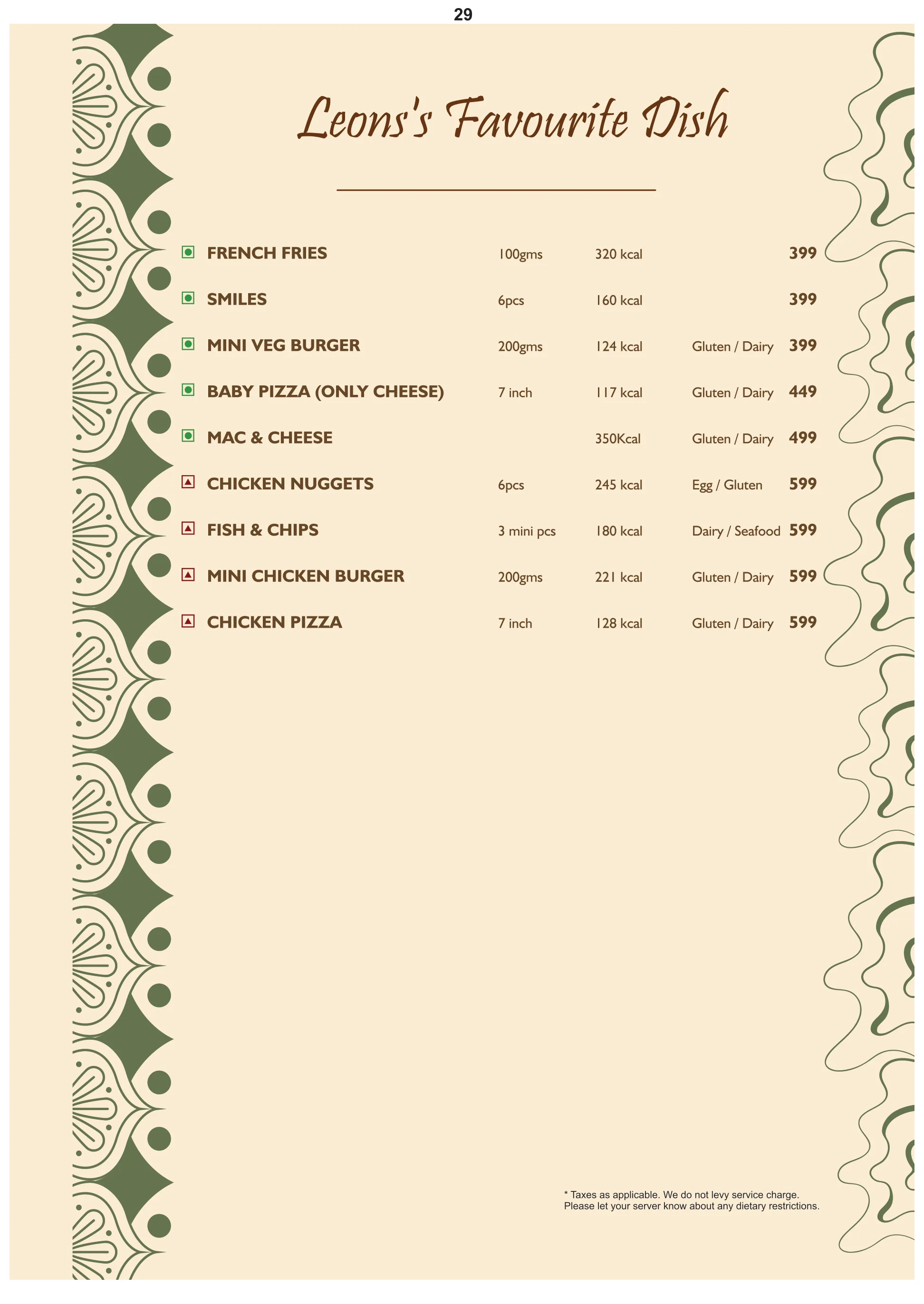 Menu 29